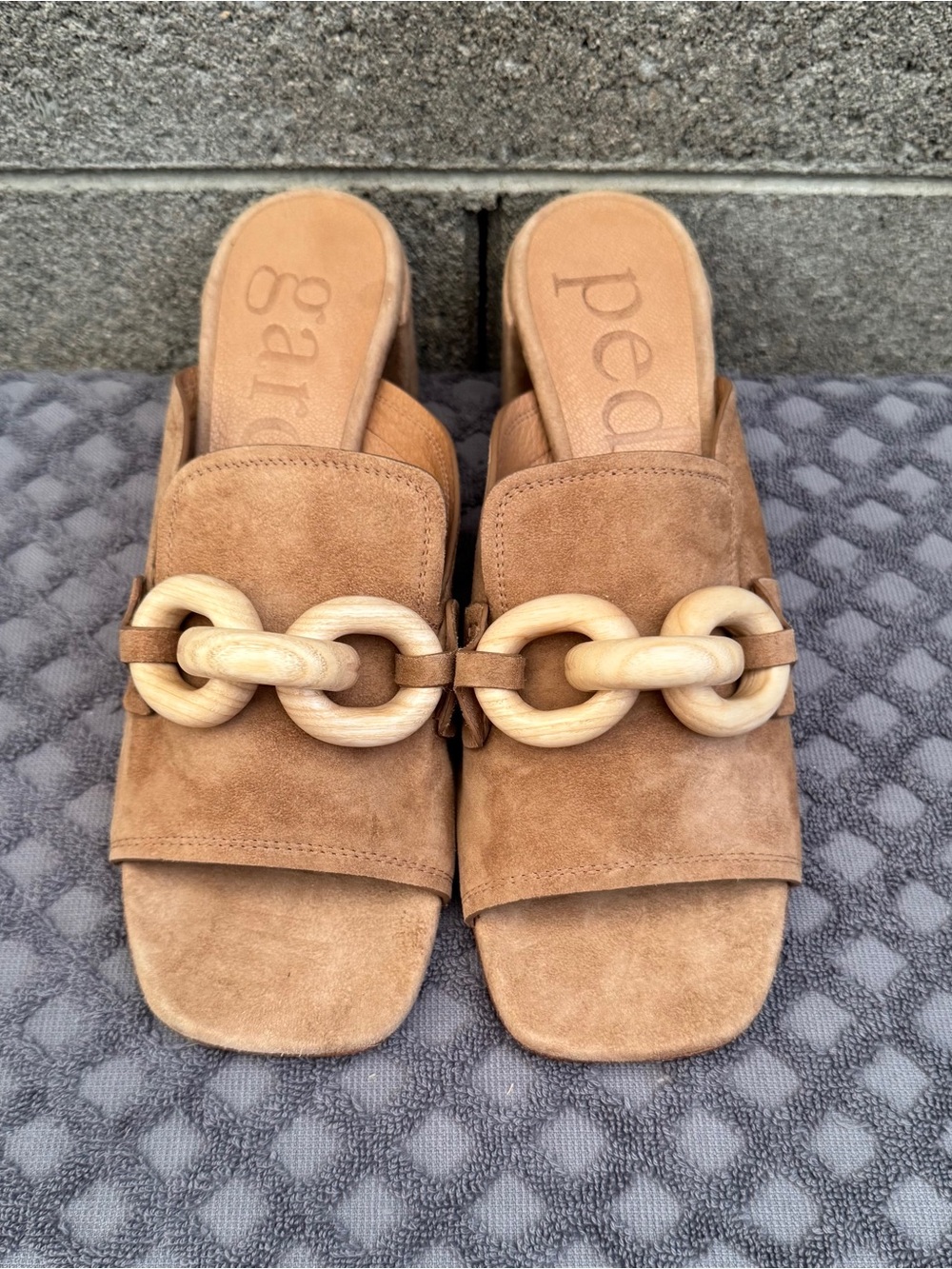Pedro Garcia Umita Slide Sandal Beige Suede Women Size 7.5 - Picture 2 of 9
